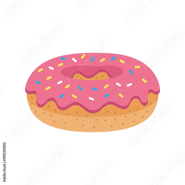 Obraz  Donut front view flat vector illustration isolated on white background