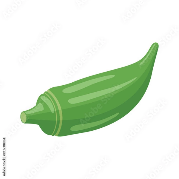 Obraz Okra vegetable flat vector illustration on a white background