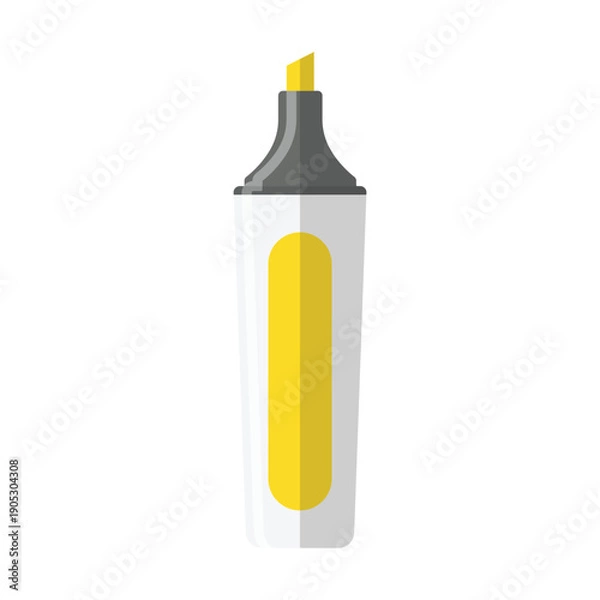 Obraz Yellow highlighter pen flat vector design isolated on white background