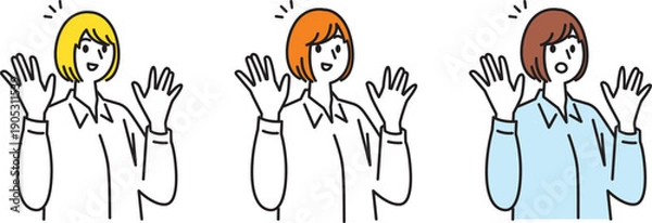 Obraz 驚きながら喜んでいる若い女性