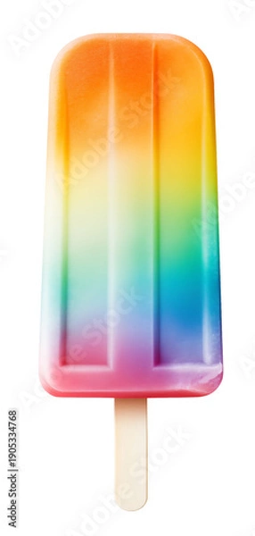 Obraz Rainbow gradient ice cream popsicle isolated on transparent background