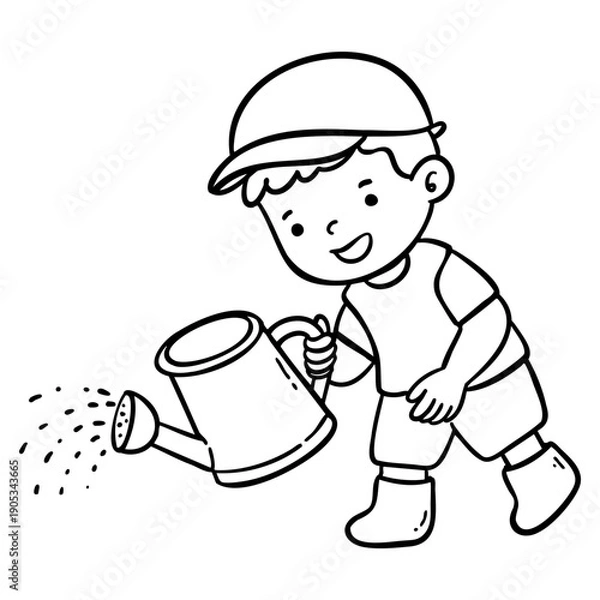 Obraz Boy Watering Garden