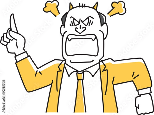 Obraz 角を生やして怒る中年男性社員