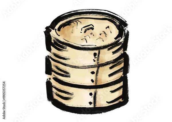 Obraz 蒸篭の和風筆イラスト素材