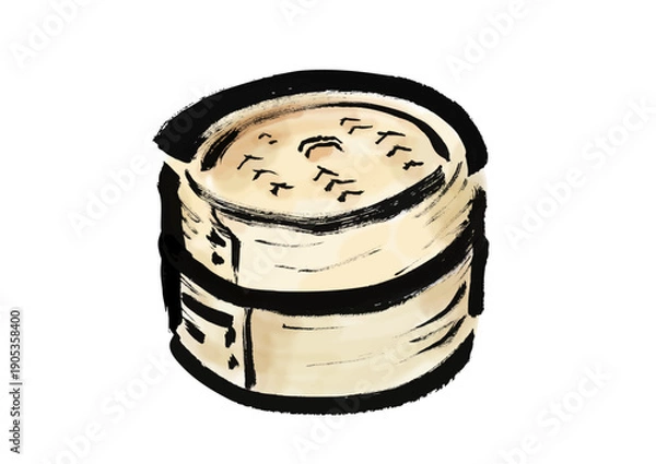 Obraz 蒸篭の和風筆イラスト素材