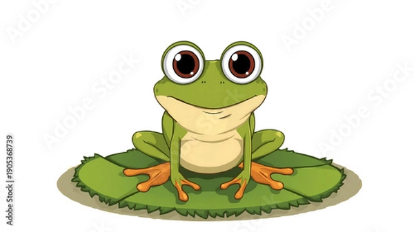Obraz 葉っぱの上にかわいいカエルのイラスト