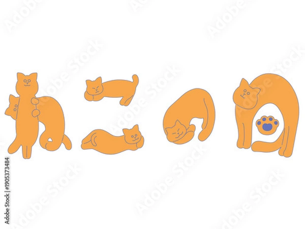 Obraz ねこの日の手描き猫文字イラスト　オレンジ