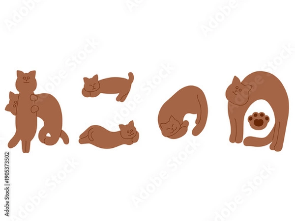 Obraz ねこの日の手描き猫文字イラスト　茶色