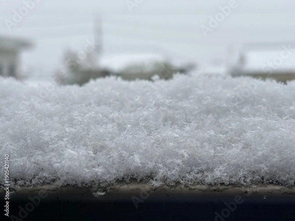 Obraz 手すりに積もった雪