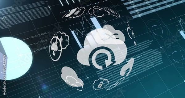 Obraz Different clouds icons and graphs 4k