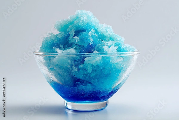 Obraz ガラスの器に盛った青いシロップのかき氷