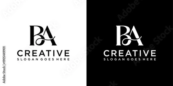 Fototapeta BA or AB initial letter logo design vector