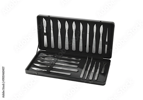 Obraz Black Knife Roll with Kitchen Knives Inside.