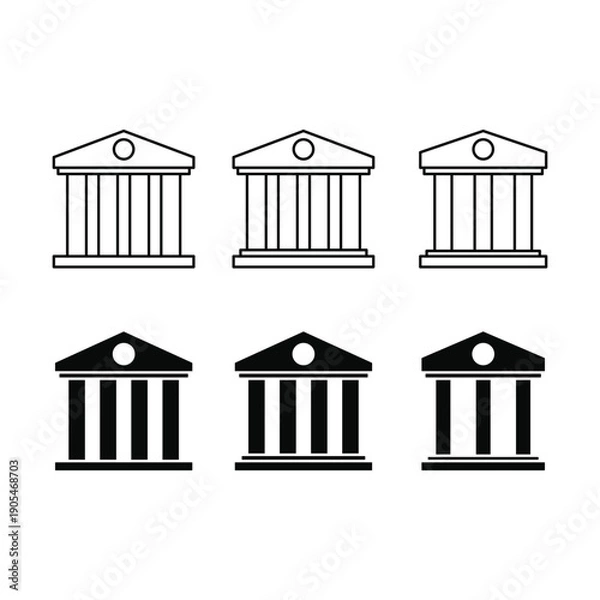 Obraz icon set bank, museum, column vector design template