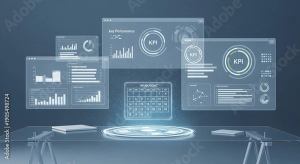 Fototapeta Futuristic Digital Workspace Interface