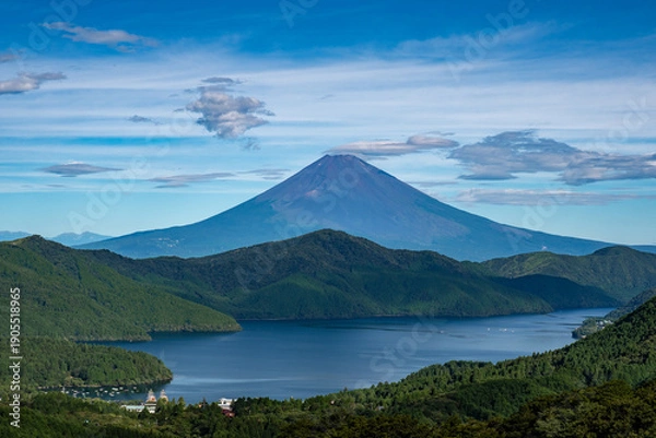 Obraz 湖と富士山の日本風景