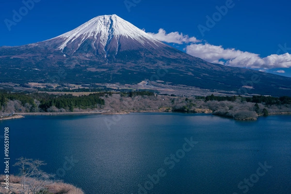 Obraz 湖と富士山の日本風景
