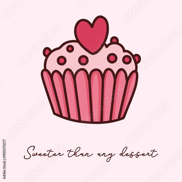 Obraz Valentine Cupcake Heart Vector