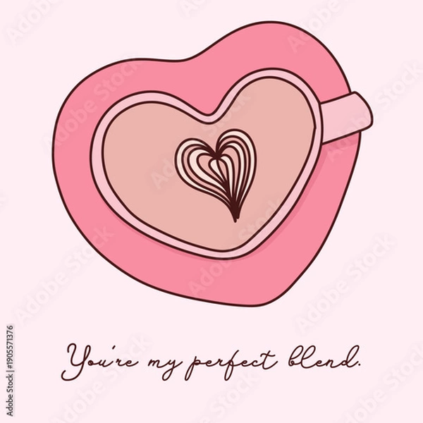 Obraz Heart cup coffee with latte art vector