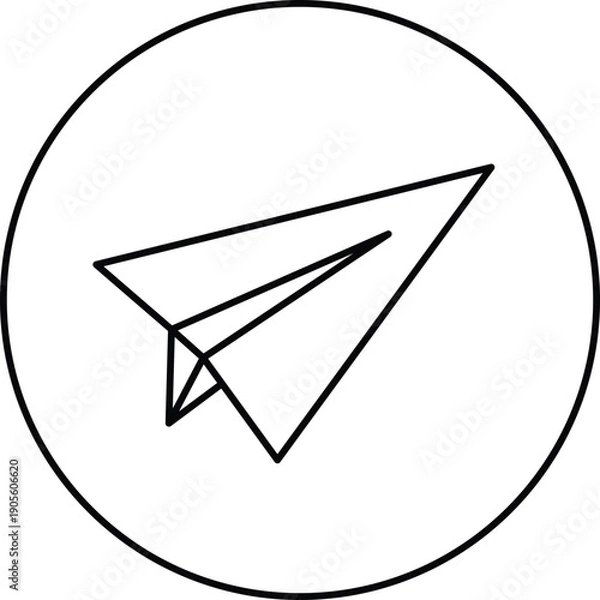 Obraz Paper plane symbol inside circle frame