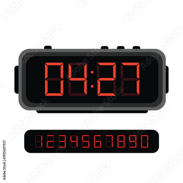 Obraz Digital Clock vector isolated on white background with led numbers digital clock design. vector illustration