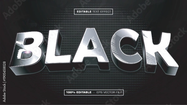 Obraz Dark Metallic Black 3D Text Effect