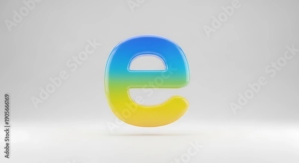 Obraz 3D Letter E Blue Yellow Gradient.