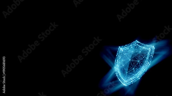 Obraz A blue shield with a black background