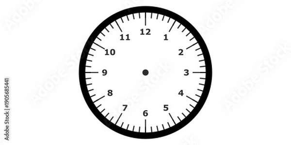 Obraz Bold, modern clock face with a thick black border, ready for custom time display, vector graphic