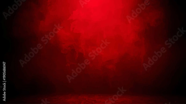 Obraz A dramatic, dark red spotlight illuminates an empty studio space.
