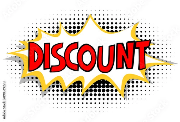 Obraz Pop art comics balloon with hand drawn lettering - Discount text, suitable for advertising