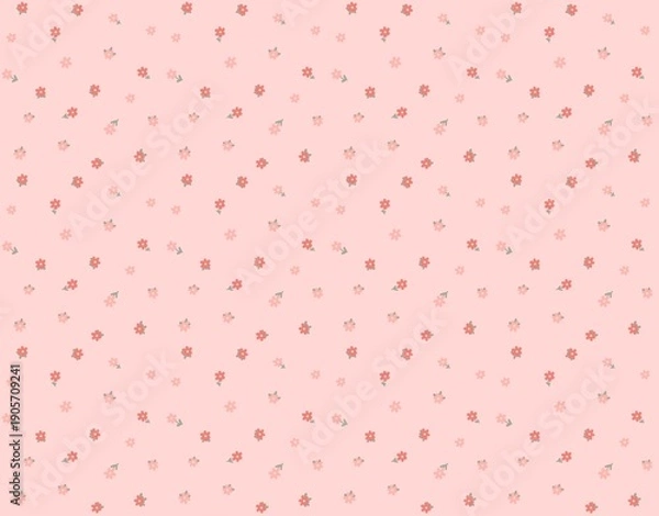 Obraz Cute rustic flowers seamless pattern on pink background