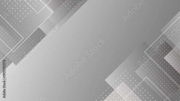 Obraz ビジネス、テクノロジー系の幾何学グラデーションのフレーム背景 シルバー グレー