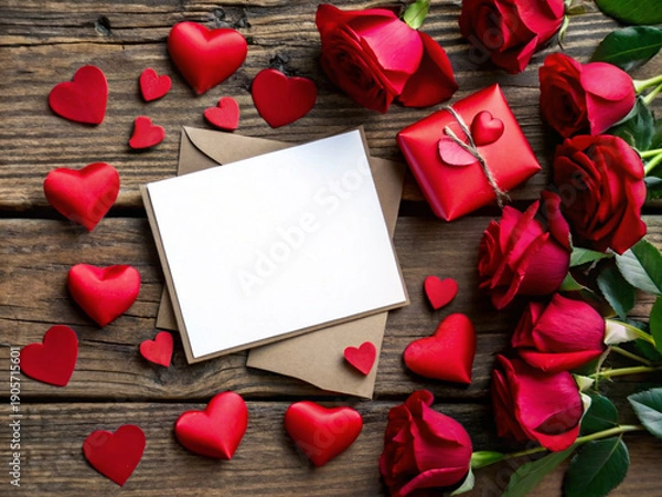 Obraz red rose and heart