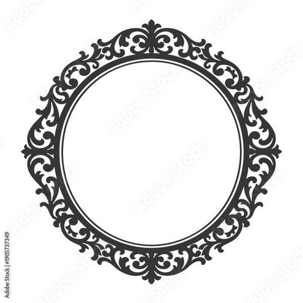 Obraz クラシカルな円形フレームのシルエットアイコン