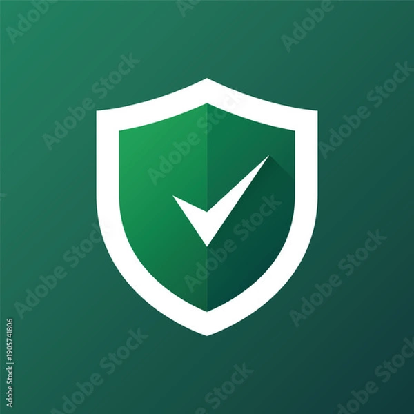 Obraz Green shield check mark icon. Vector illustration
