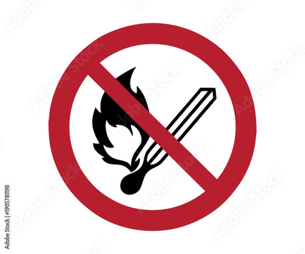 Obraz Fire, open ignition source and smoking prohibited vector illustration on transparent background. 


