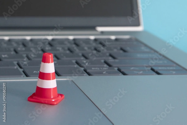 Obraz warning under construction , website under maintenance , troubleshooting and fixing