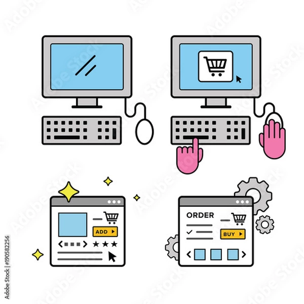 Obraz Online shopping on a desktop computer