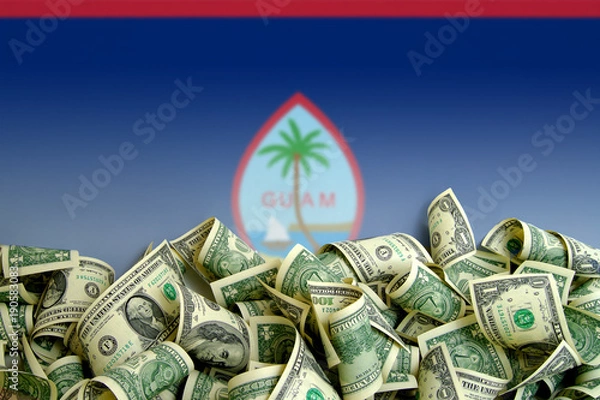 Obraz Guam flag, USA with US Dollars