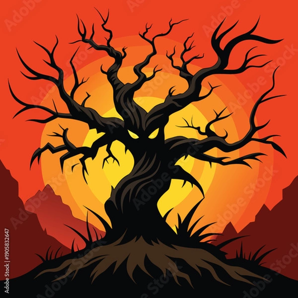 Obraz Abstract composition featuring a curved division between deep red and black