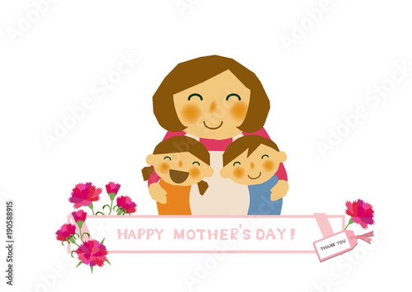 Fototapeta 仲良し親子のステッカー。母の日のバナー。