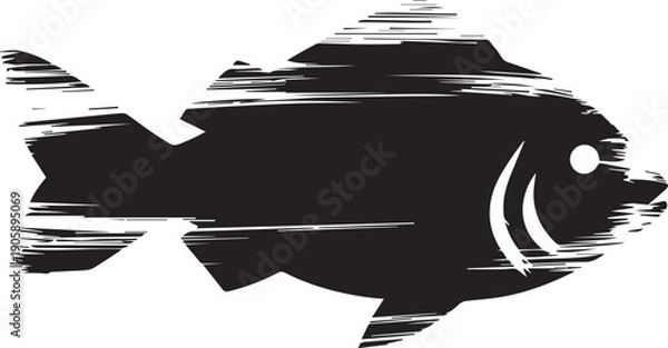 Obraz Grunge Fish Silhouette Vector Illustration