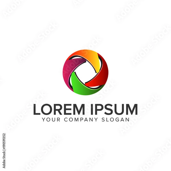 Fototapeta 3d abstract circle colorful logo design concept template. fully editable vector