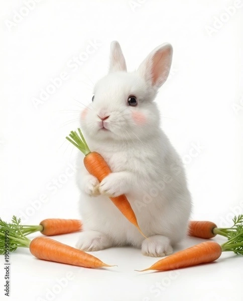 Obraz Healthy Vegetable Concept with Cute Rabbit