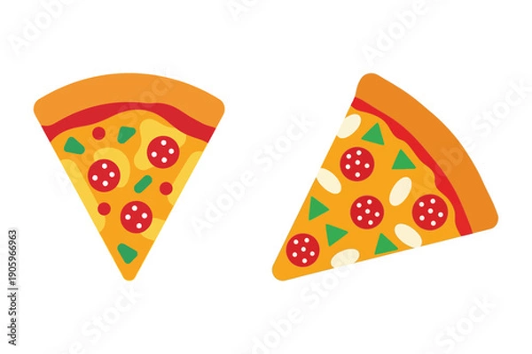 Obraz Pepperoni Pizza Slices Icon Set