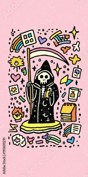 Obraz 死神。死。骸骨。ハロウィーン。タロットカード。占い。ファンタジー