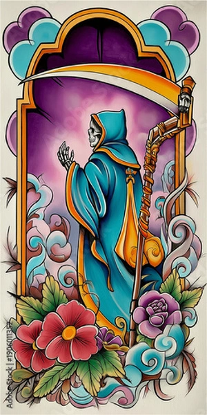 Obraz 死神。死。骸骨。ハロウィーン。タロットカード。占い。ファンタジー