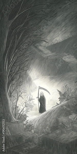 Obraz 死神。死。骸骨。ハロウィーン。タロットカード。占い。ファンタジー