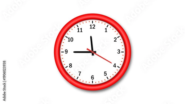 Obraz Round red clock on a transparent background. Vector illustration (editable). 23:45	